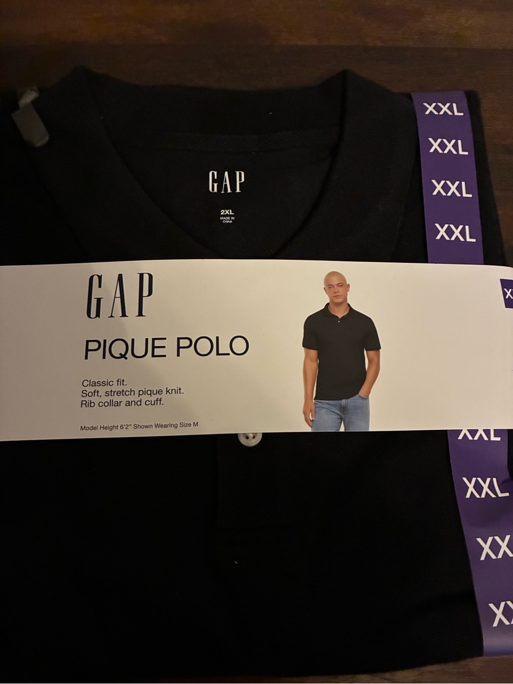 GAP Men’s Black Pique Polo Shirt